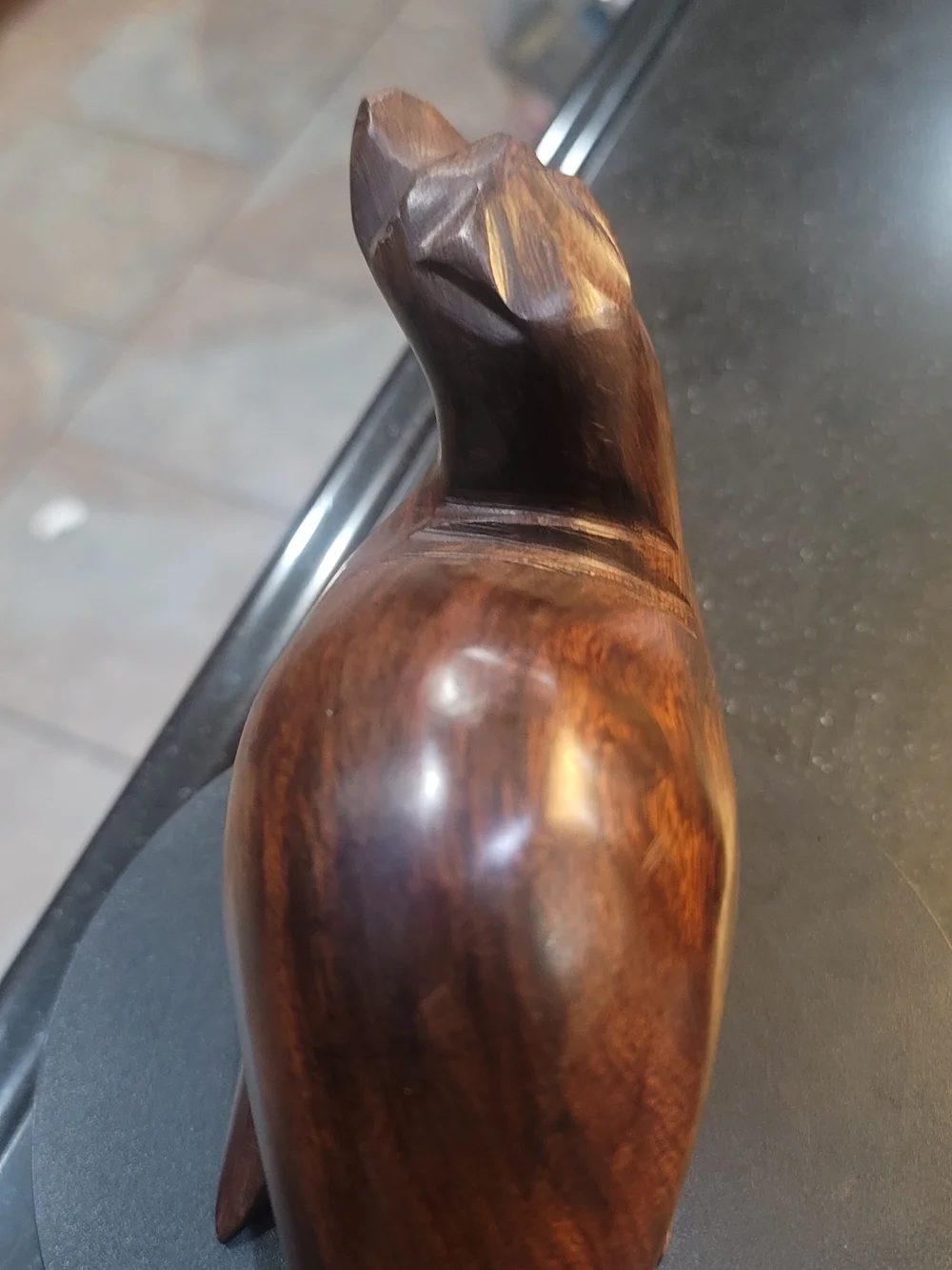 Handcarved Brown Wooden Seal Figurine Decorative Accent